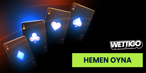 Wettigo Casino parlayan iskambil kartları ve Hemen Oyna butonu